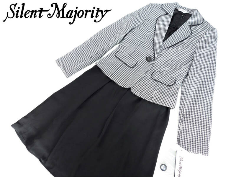 【未使用タグ付】Silent Majority ジャケット＆セレモニーワンピース セットアップ 千鳥格子柄×ブラック P3 レディース 式典 結婚式