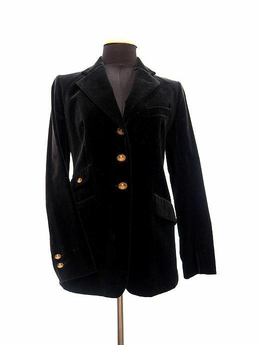 高級 Vivienne Westwood 黒別珍ORBボタンデザイン ジャケットコート ベルベット ヴィヴィアンウエストウッド