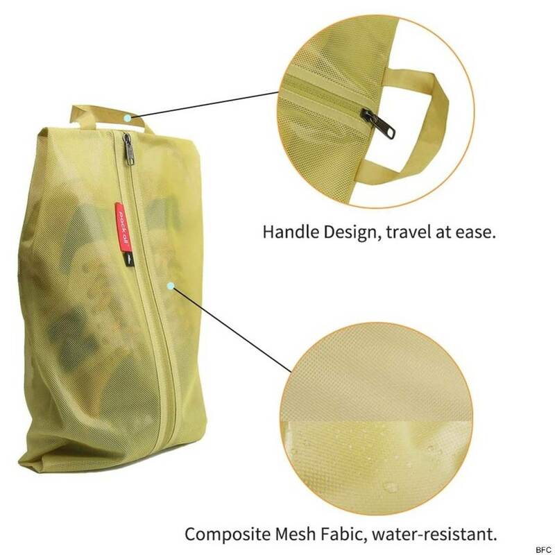 ゴルフ シューズケース バック グリーン 半透明 ポリエステル メッシュ素材 軽量 防水 シューズ袋 収納バッグ 送料無料