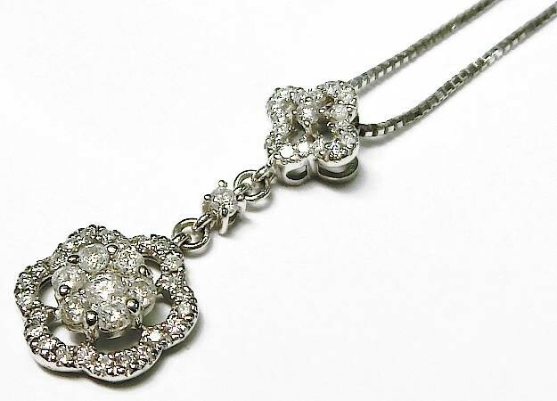 【13-37】K18WG ダイヤモンド0.36ct ペンダントネックレス【菊地質店】