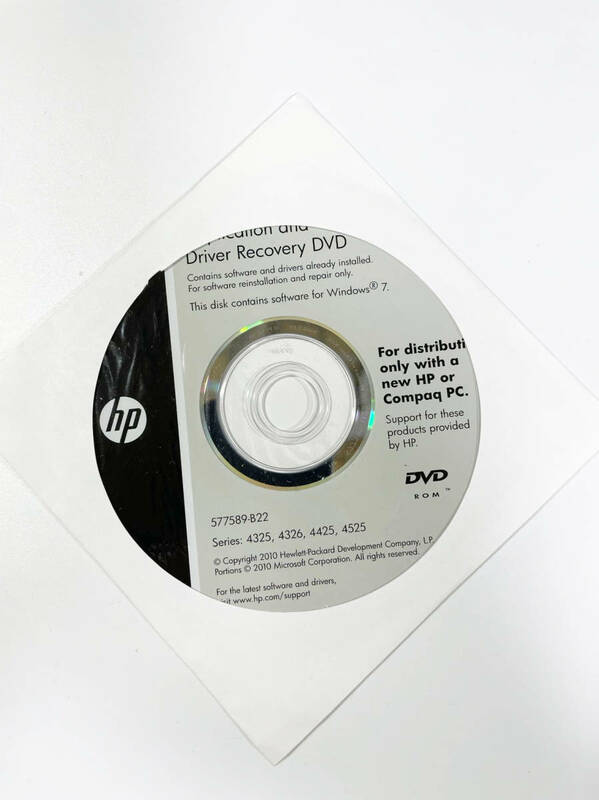 HP 4325, 4326, 4425, 4525用 Windows7 Drive Recovery DVD