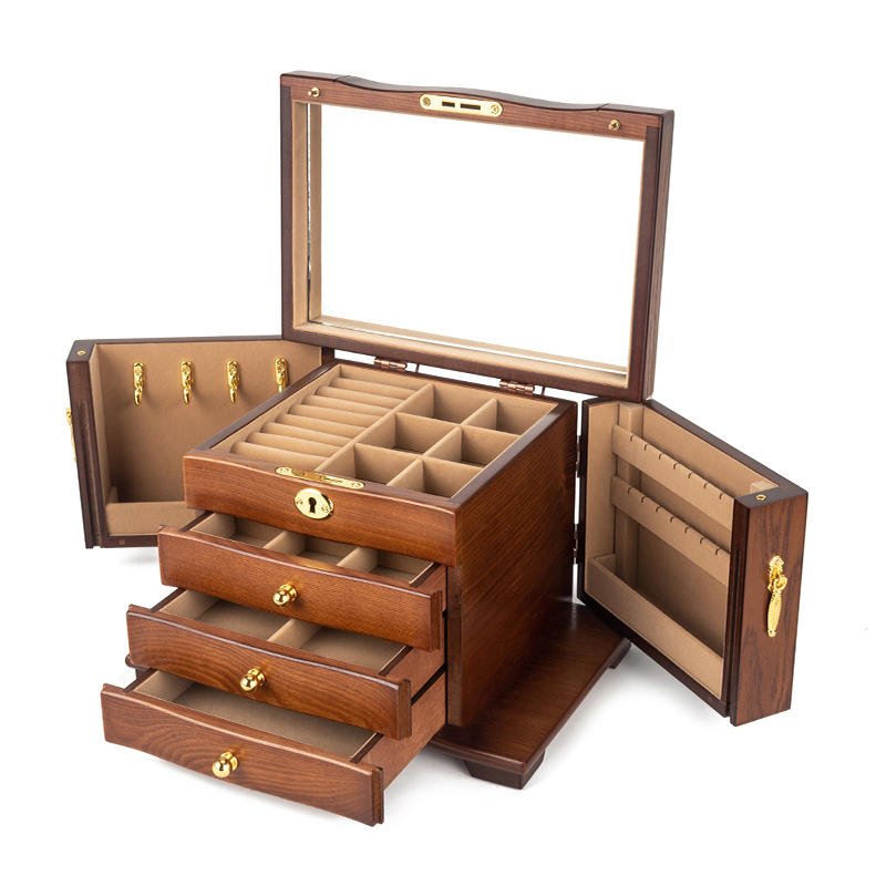 アクセサリーケース ４段 木製 宝石箱 アクセサリーケース アンティーク 木製収納 木製 宝石箱 小物入れ
