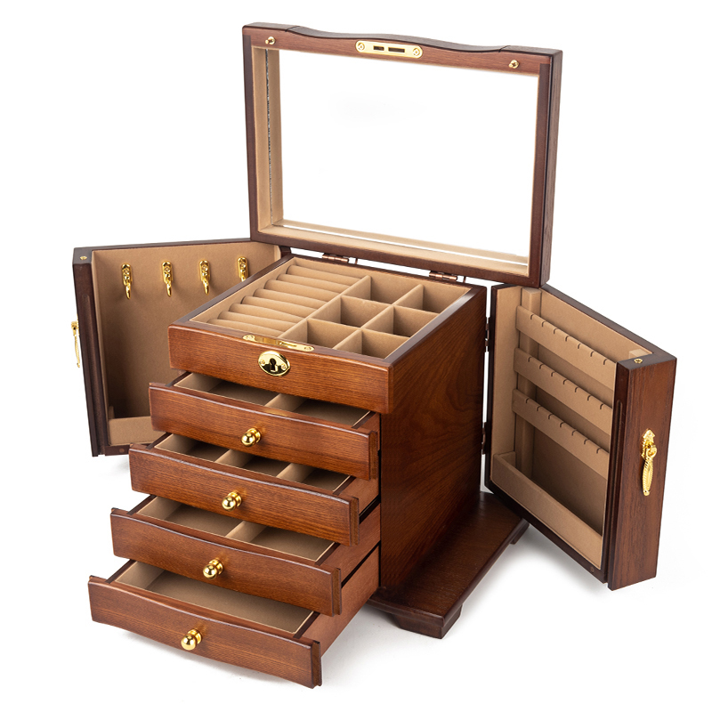 アクセサリーケース 5段 木製 宝石箱 アクセサリーケース アンティーク 木製収納 木製 宝石箱 小物入れ