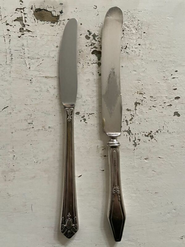 ヴィンテージのナイフ2本セット☆蚤の市ビンテージアンティークアメリカイギリスカトラリーシルバー