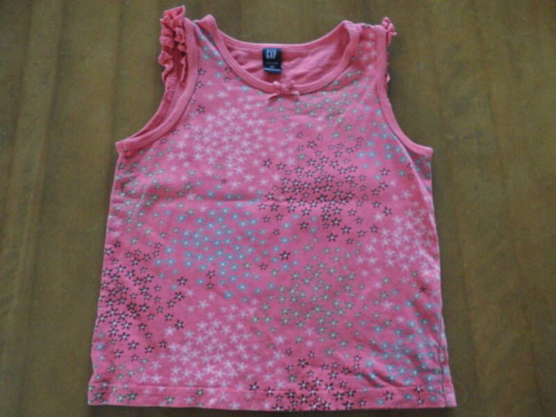 中古格安◆babyGAP フリル付き花柄のタンクトップ 赤、ピンク系/100cm Tシャツ/ギャップ◆送料無料