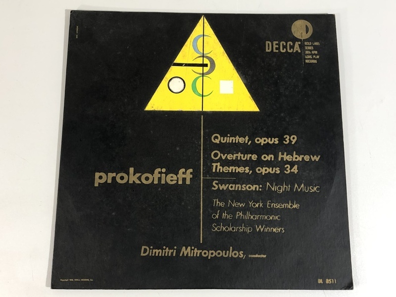洗浄済 LP 米DECCA DL8511 ミトロプーロス ニューヨーク・フィル合奏団 プロコフィエフ 五重奏曲 ヘブライの主題による組曲 重量盤