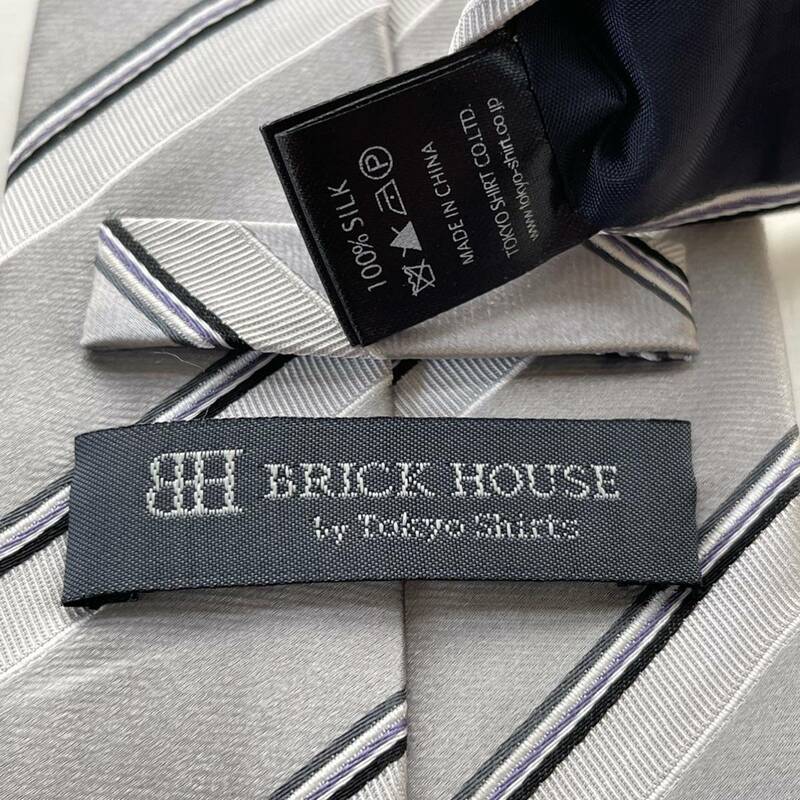 BRICK HOUSE by TOKYO SHIRT（ブリックハウス） シルバーストライプネクタイ