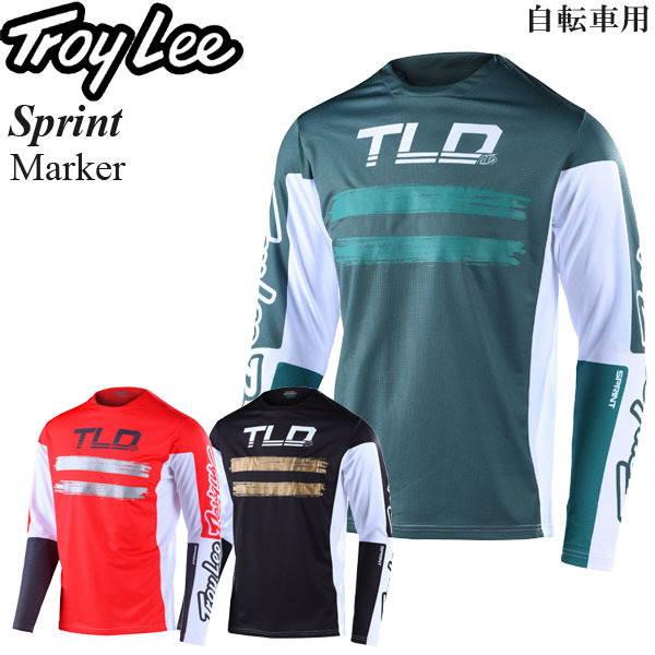 【在庫調整期間限定特価】 Troy Lee ジャージ 長袖 自転車用 Sprint Marker グローレッド/L