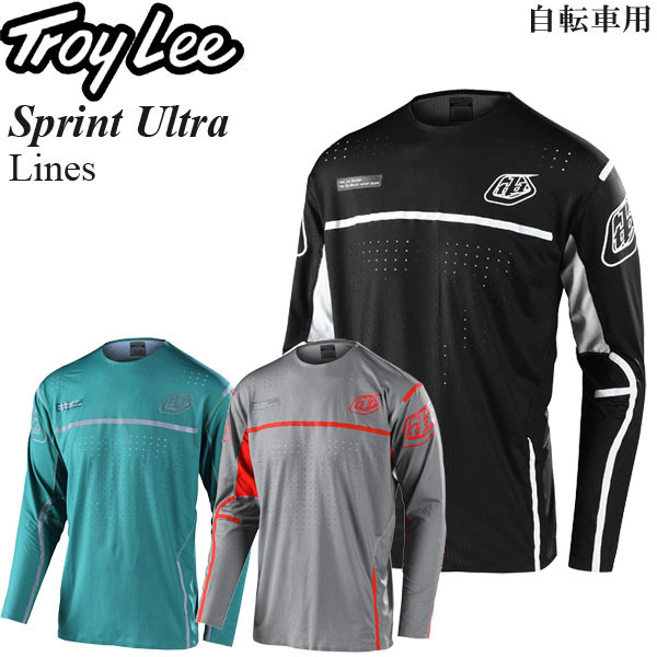 【在庫調整期間限定特価】 Troy Lee ジャージ 長袖 自転車用 Sprint Ultra Lines ブラックホワイト/L