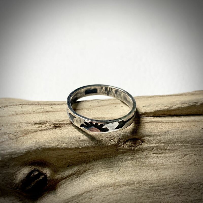 silver950 サンライズ　アロー　スタンプワーク　シルバーリング　指輪　8.5号　#インディアンジュエリー　ネイティブアメリカン　925