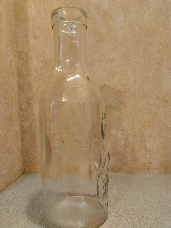 中古不用品ツ02■ガラス製花器置物■牛乳瓶ミルクボトル＊THE MILKPROTECTOR