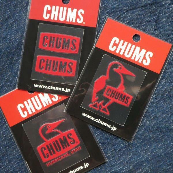 3枚セット CHUMS Emboss Sticker CH62-1125 CH62‐1126 CH62-1127 Red 新品