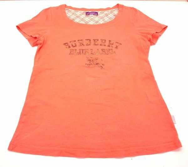 バーバリーブルーレーベル/BURBERRY BLUELABEL カットソー Tシャツ 半袖 38サイズ レディース オレンジ系