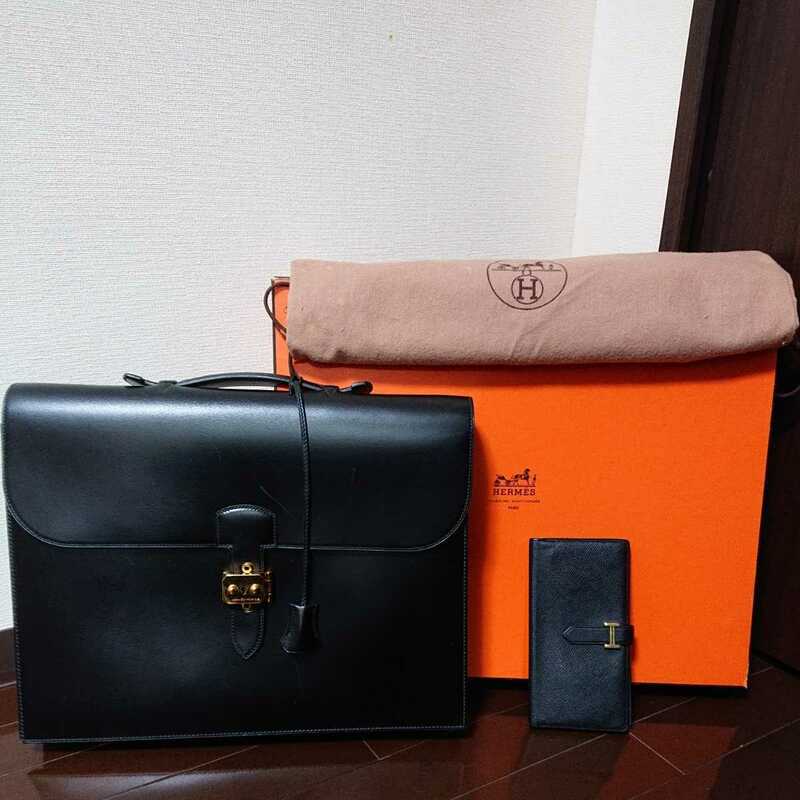 ★エルメスHERMES☆サックアデペッシュ☆ベアンスフレ☆セット ボックスカーフ ヴォーエプソン USED★