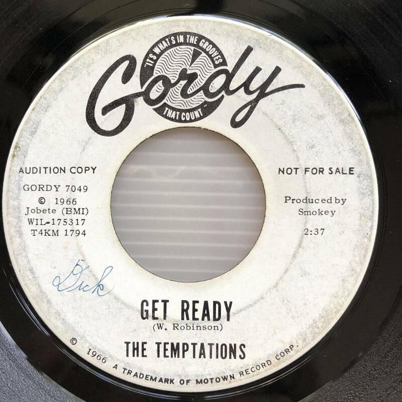 Get Ready / The Temptations Gordy / 7inch 45rpm 白ラベル / オリジナル