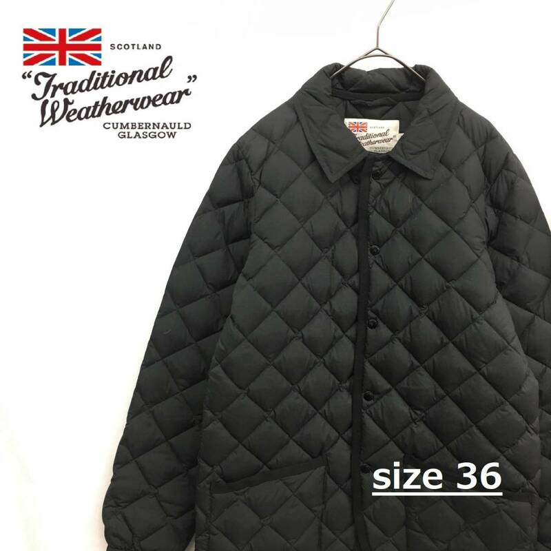 NZ1553●Traditional Weatherwear WAVERLY TW DOWN PA●36●ブラック ダウンジャケット パッカブル トラディショナル ウェザーウェア