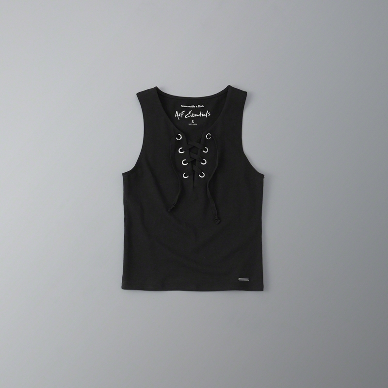 アバクロ Cropped Lace Up Tank レースアップ タンクトップ【アメリカサイズ XS （日本のS~Mくらい）】