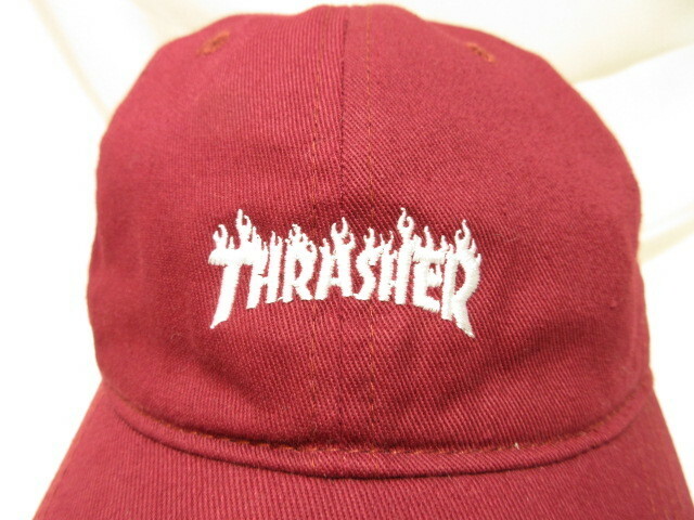 THRASHER スラッシャー コットン ストラップバック キャップ ロゴ刺繍 帽子 CAP スケボー ワインレッド ボルドー 帽子