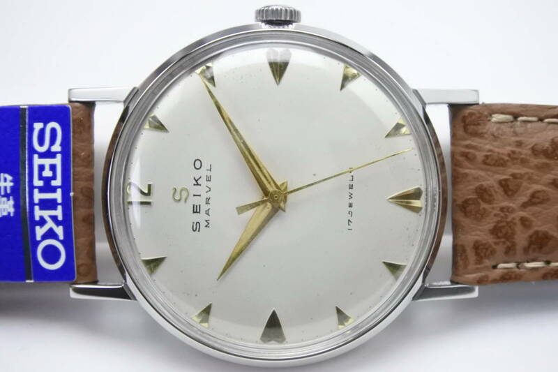 当時最完成度高シリーズ☆1958年製SEIKO セイコー マーベル １７石 S マーク 鶴印 手巻紳士腕 時計 純正ベルト 中古逸品