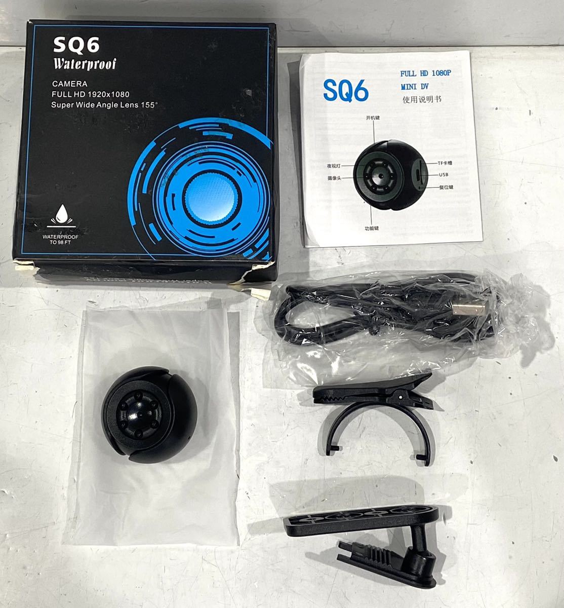 221113C☆ SQ6 Waterproof CAMERA FULL HD 1920×1080 Super Wide Angle Lens 115° 小型カメラ 元箱、取説付 ♪配送＝宅急便(EAZY)♪