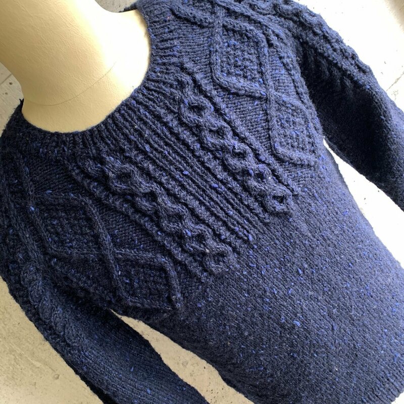 アテナ デザイン ハンドニット フィッシャーマン セーター アイルランド アイリッシュ ネイビー Athena Designs Hand Knit Irish Sweater