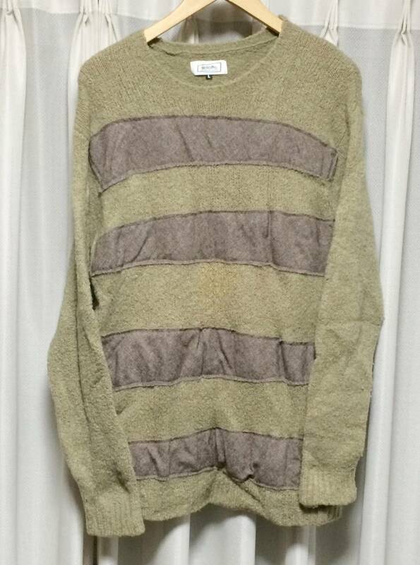 レア Mackdaddy マックダディ ウールセーター WOOL L ストライプ 緑　グレー