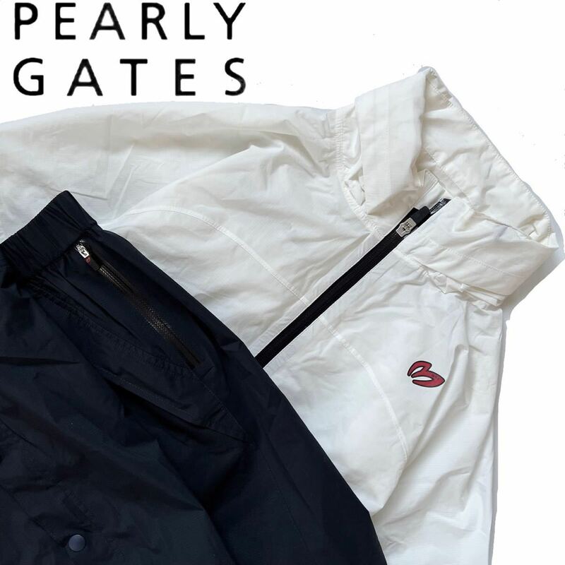 【送料無料】PEARLY GATES パーリーゲイツ　レインウェア　雨具　セットアップ　2 レディース　M ゴルフ　レッグカバー　防風　撥水　防水