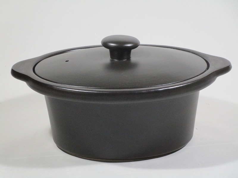 全国送料無料　便利なオーバル型　グリルＩＨ 土鍋 超安値　黒釉　未使　用品　