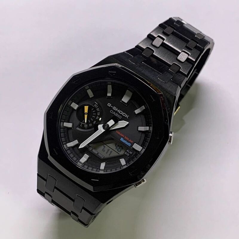 G-SHOCK Gショック ジーショック カシオ デジタル 腕時計　gab2100-9ajf 日本正規品　ソーラー　　ステンレスフルメタルカスタム　ブラック
