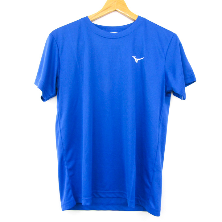 ミズノ 半袖Tシャツ トップス スポーツウエア 背面プリント マラソン メンズ Sサイズ ブルー Mizuno