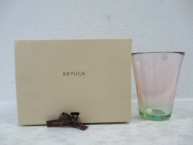 ◆KEYUCA ケユカ 津軽 びいどろ 桃花 グラス コップ タンブラー 箱付/未使用品