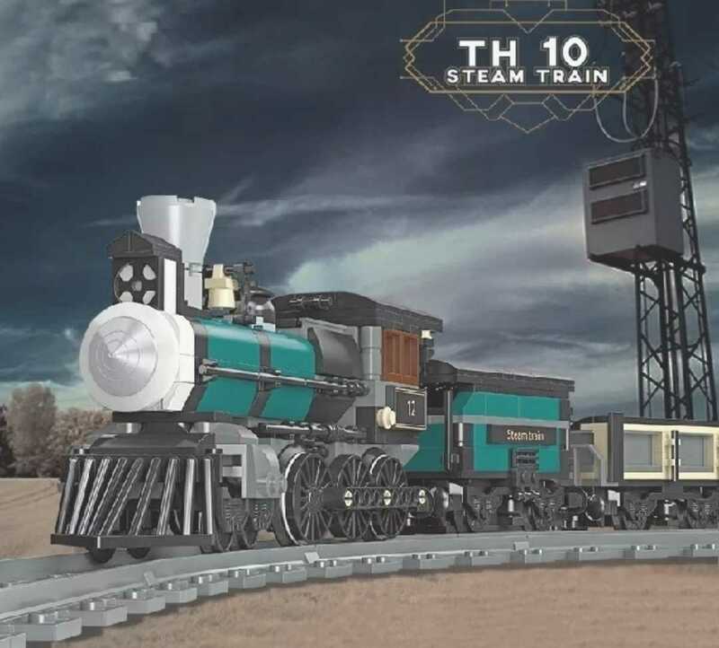 【新品】ブロックトレイン　蒸気機関車　線路付き　レゴブロック互換品　レゴトレイン