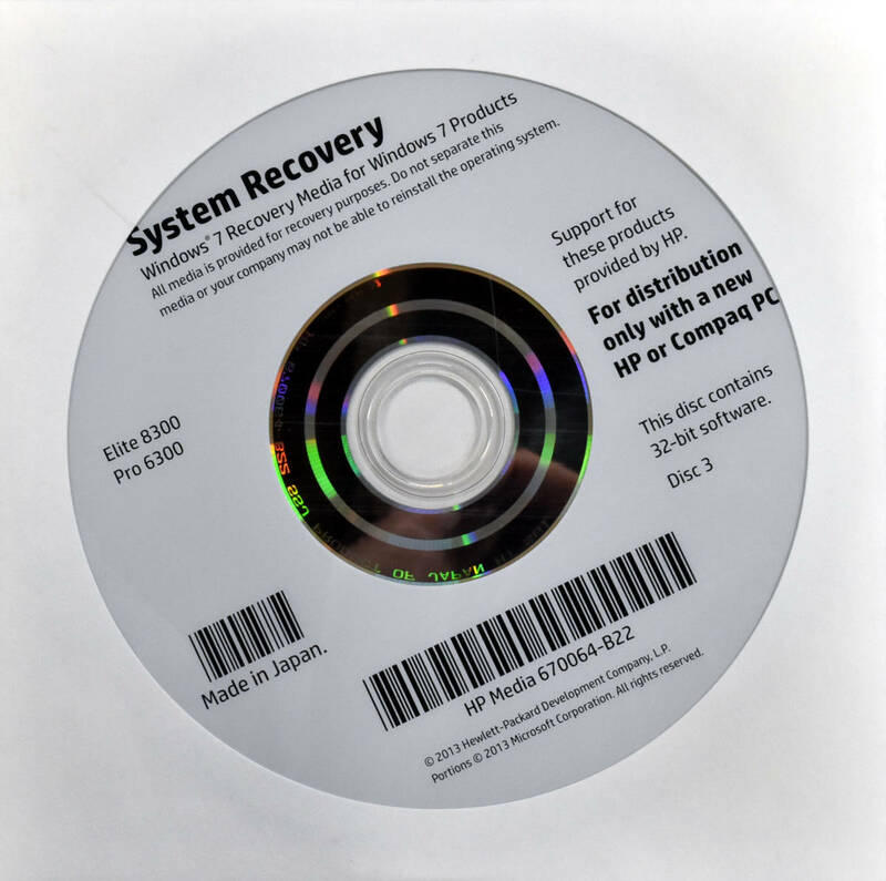 HP Pro 6300 Elite 8300 用 Windows 7 Pro (Professional) 32-bit System Recovery ディスクセット DVD 3枚組セット (管:PS21 x9s