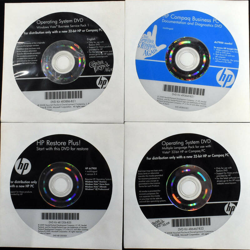 HP dc7900 用 Windows Vista Business Service Pack 1 32-bit 再インストール用 ディスクセット DVD (Operating System DVD) (管:PS12