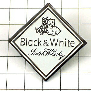 ピンバッジ・ブラックアンドホワイト酒ウイスキー犬◆フランス限定ピンズ◆レアなヴィンテージものピンバッチ