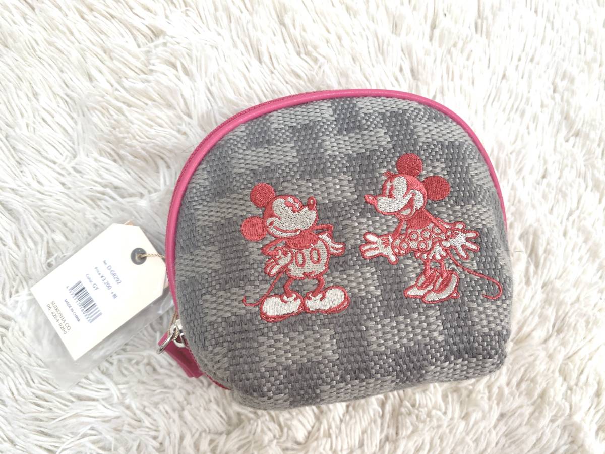 ACCOMMODE／ディズニー　ミッキー＆ミニー　刺繍　小物入れ　化粧ポーチ　定価：3,200税