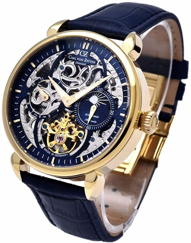 ドイツ製 Carl von Zeyten カール・フォン・ツォイテン 自動巻き（手巻き機能あり）GMT 腕時計 CvZ0005GBL 正規品 スケルトン