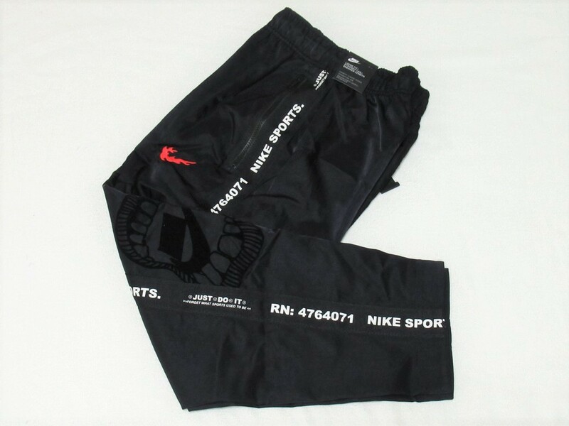 NIKE NSP WOVEN PANT サイドライン 黒 ブラック XL ナイキ スポーツウェア ウーブン パンツ ナイロン 炎 CJ5054-010