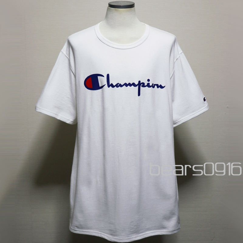 アメリカ購入 新品デッドストック CHAMPION チャンピオン スクリプトロゴプリント 超ビックサイズＴシャツ 白 2XL