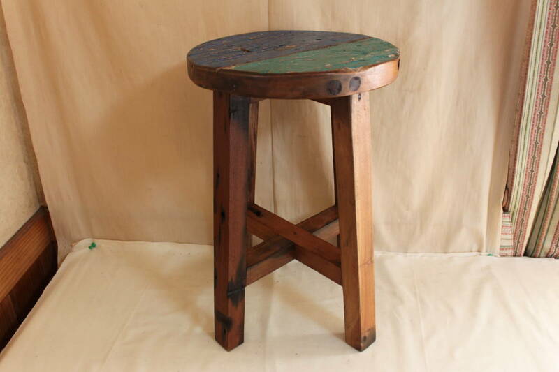 ◆アンティーク 木製 丸イス 高卓 スツール チェア 椅子②