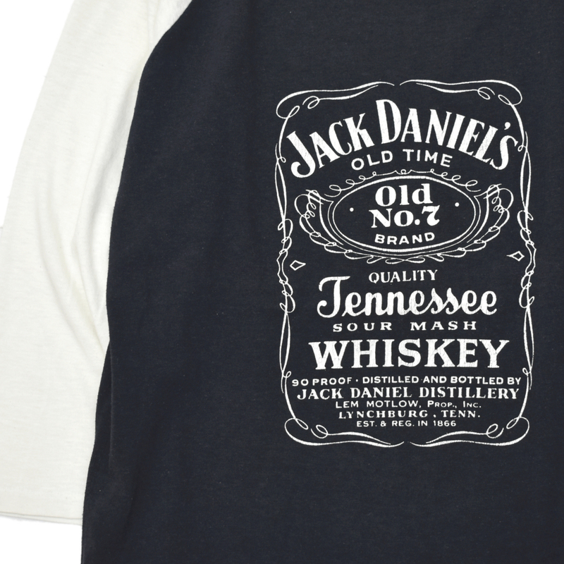 80s usa vintage Jack Daniel's ジャックダニエル ラグラン Tシャツ 黒×白 size.M相当 ウィスキー 酒 企業