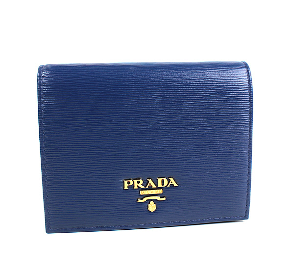 プラダ 二つ折り財布　ブルー　PRADA 1MV204　ミニ財布　新品同様　美品　q321