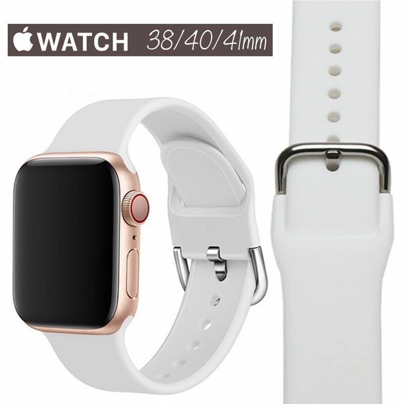 アップルウォッチ Apple Watch 38mm 40mm 41mm ラバー ベルト ホワイト ショート iwatch アイウォッチ バンド シリコン レディース 女性