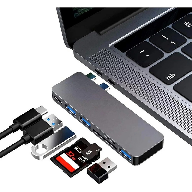 USB Type C ハブ MacBook Pro/Air 最新型 6-IN-1 USB-C ハブ PD充電 ポート USB3.0ポート SD/Micro SDカードリーダー 直挿しタイプ