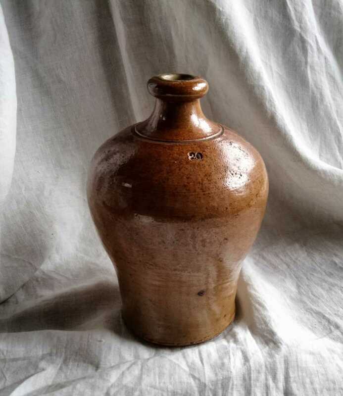 ドイツ　陶器19世紀　ボトル 壺 　アンティーク　容器　骨董 アンティーク