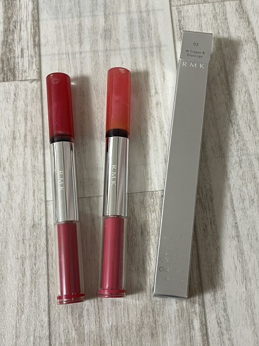 RMK W クレヨン＆グロスリップス 01 チェリーレッド　02 ディープピンク　口紅　リップカラー　リップグロス