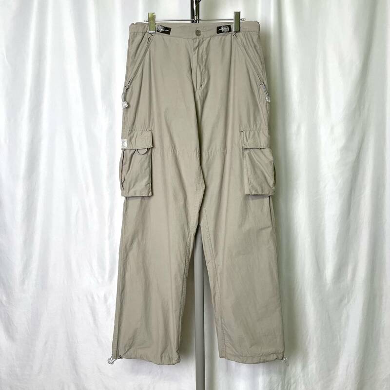 00s UTILITY ナイロン ギミック カーゴ パンツ W32×L31 グレージュ ストレート アクティブ ユーティリティ 90s 古着 オールド ビンテージ