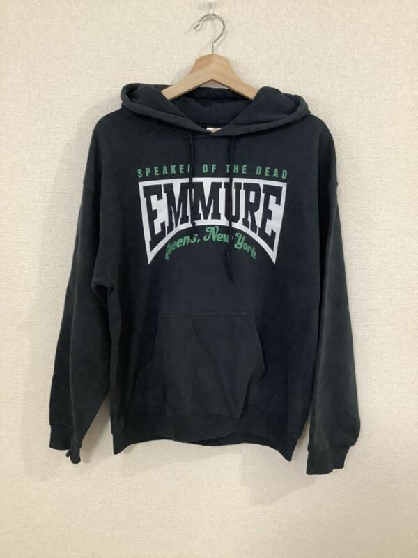 EMMURE スウェットパーカー プルオーバーパーカー HOODIE ストリート　古着　メンズ　ブラック