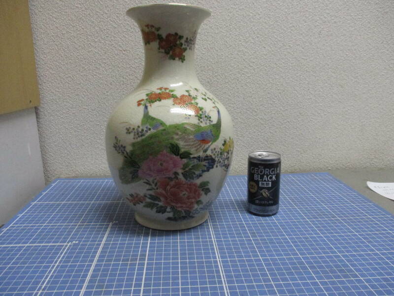 白さつま焼？　千陶　花器　花鳥図　検　工芸品 陶芸 日本の陶磁 薩摩焼 花器、壷