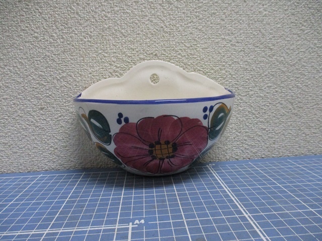 陶器　壁飾り鉢　P.L SPEIN スペイン製　花入れ　検 住まい　インテリア　小物　飾り　